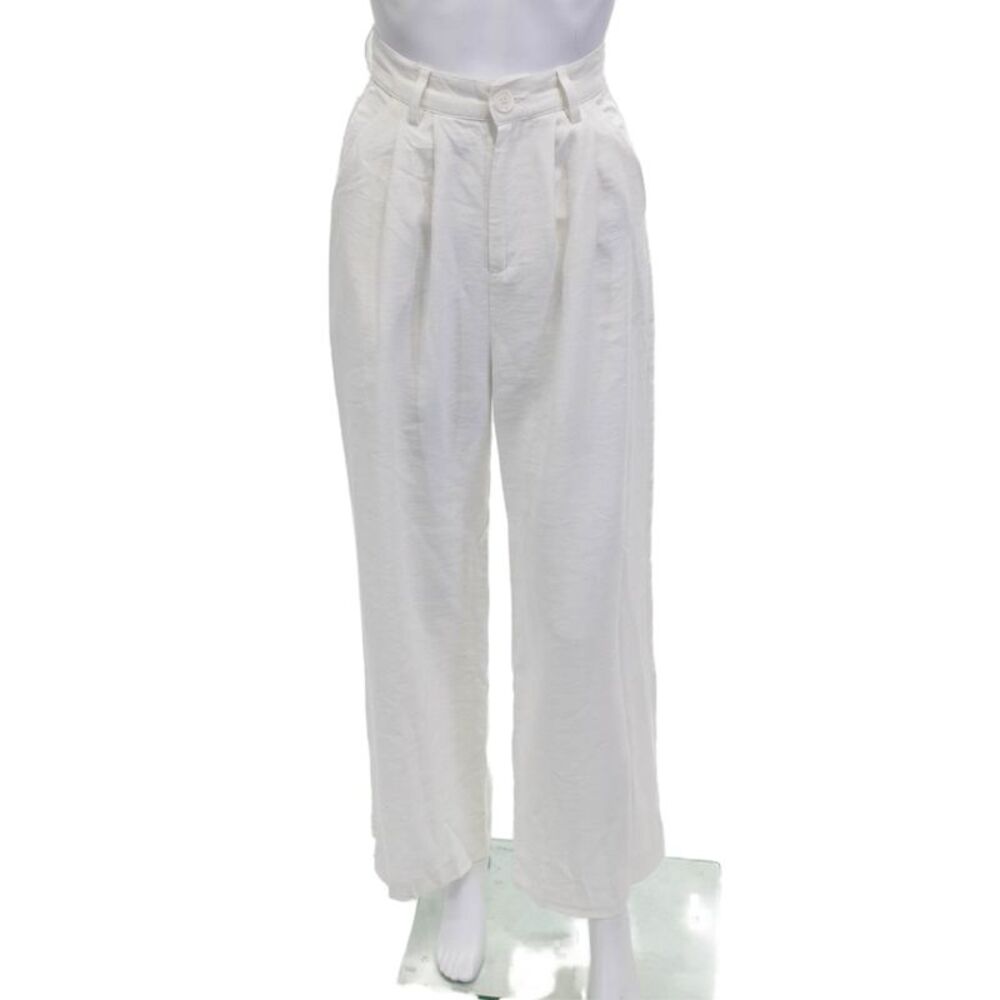 Nonchalant Label Women Dress Pants White Button Polyester Solid Size XS